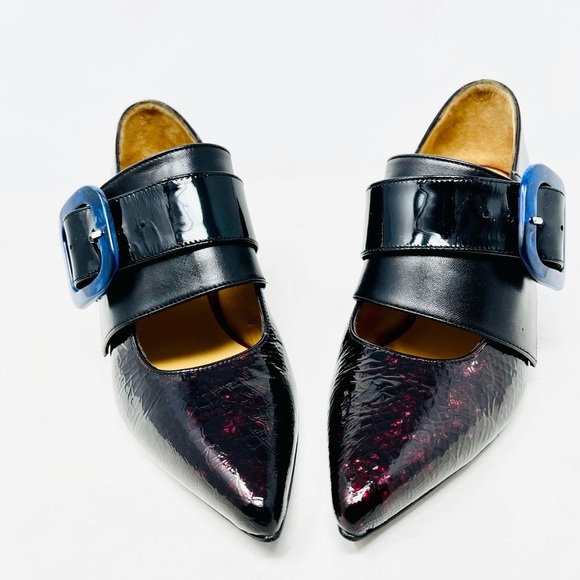 John Fluevog Shoes - John Fluevog Black Burgundy Navy Red Patent Leather Shoe